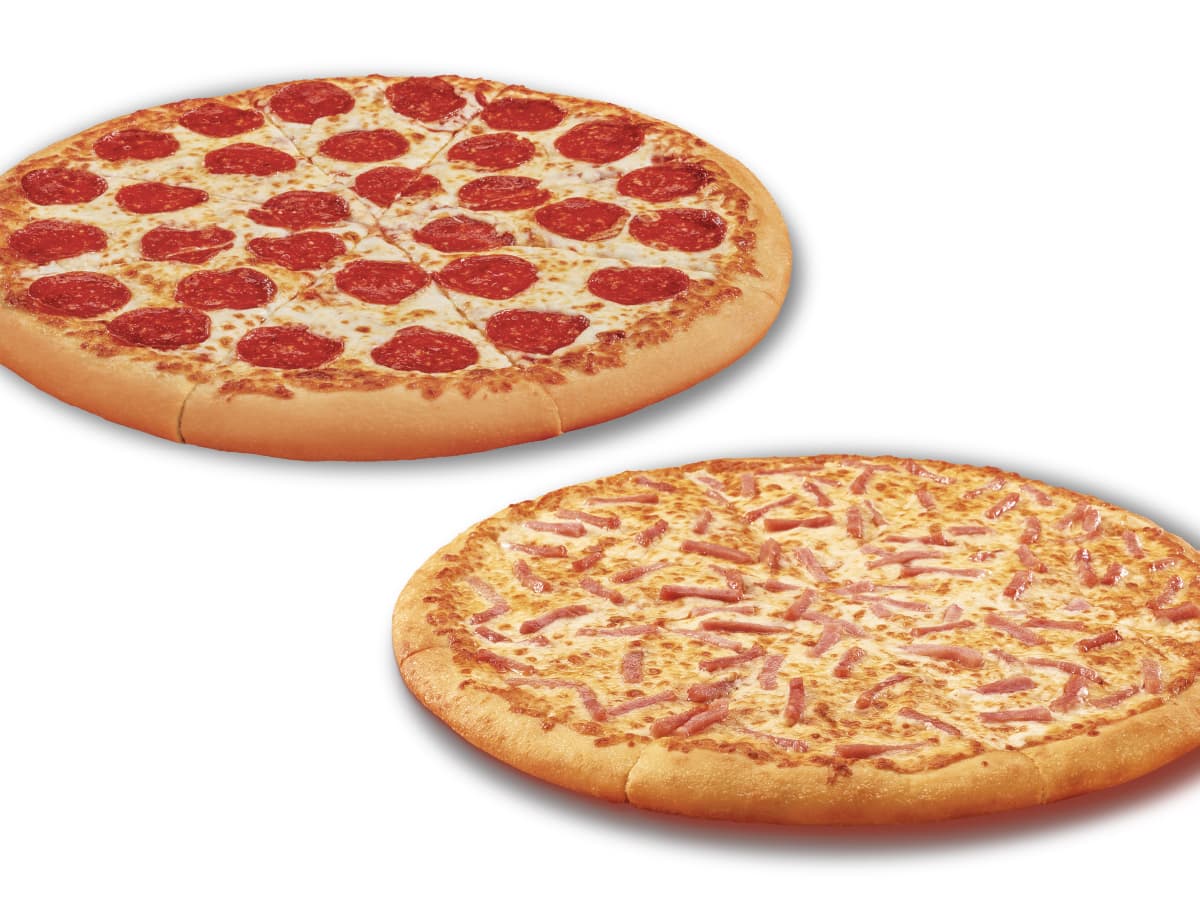 2 PIZZAS FAMILIARES DE 1 INGREDIENTE POR $10.00